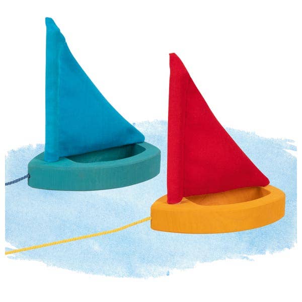 Wooden Puddle Sailboats Set - 6 Pack - goki Evolution
